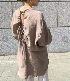 【StyleSea】バックシャーリングスリットシアーシャツ