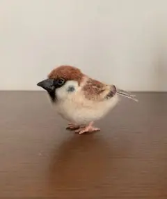 羊毛フェルト　スズメ　ぬいぐるみ　人形　雀　鳥　野鳥