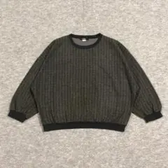 ストライプトレーナー グレー アクリル 古着 短丈 M 070407