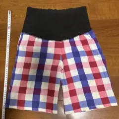 赤系チェック　マタニティM〜L チェックハーフパンツ　ステテコ