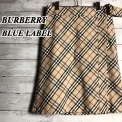 【美品】BURBERRY バーバリーブルーレーベル チェック柄 ひざ丈スカート