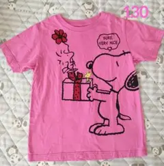 130cm PEANUTS スヌーピー Tシャツ ピンク
