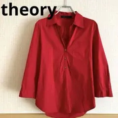 セオリー　theory スキッパー　赤　ブラウス　シャツ　Mサイズ
