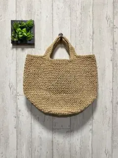 ハンドメイド 手編み バッグ 麻紐バッグ 丸底