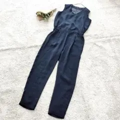 B1945【✨値下げ✨GU/ジーユー】ネイビー Vネック オールインワン（XL）