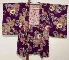 アンティーク長羽織 紫地豪華花丸紋 大正ロマン 美品