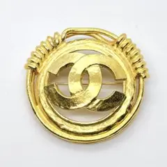 CHANEL シャネル 94A ココマーク ブローチ バネ モチーフ ゴールド