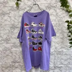 【f63】【コンフォートカラーズ】スニーカーグラフィックTシャツ 紫　【L】