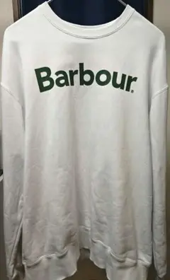 Barbour バブアー ロゴ スウェット L ホワイト