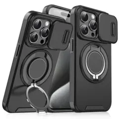 iPhone16 ケース MIL規格耐衝撃 スライド レンズ保護 ブラック