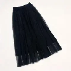 匿名⭐️チュールスカート ブラック シアー フレア ロング ウエストゴム