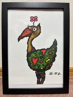原画 手描き 高級感 一点物 『不思議な鳥』