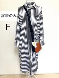 Auntie Rosa Holiday ストライプ　ロングオーバーシャツ　F