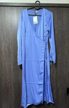 H&M サテンラップドレス Mサイズ ブルー