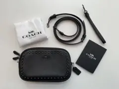 未使用 正規 コーチ 2wayショルダー カメラバッグ ダブルジップ シボ革