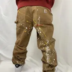 一点もの!カーハートダブルニーワイドバギーペインターパンツ ペイント加工