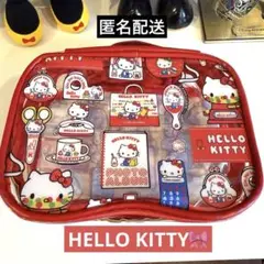 【開封済み未使用】ハローキティ クリアポーチ 赤色