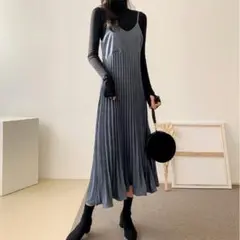 压褶吊带裙显瘦连衣裙中长裙