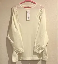未使用　サマンサモスモスブルーワッフル×布帛切替ロンT