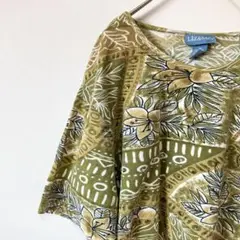 LIZ&ME（リズ＆ミー） 【XL】エスニック＆ボタニカル柄 Tシャツ