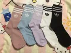 Q6　adidas ストライプ　ソックス 5足　靴下　セット　新品