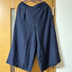 ネイビー ガウチョパンツ ゴムウエスト
