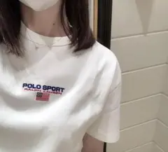 レアな刺繍ロゴ&バスク生地♡ラルフローレンPOLOSPORTS Tシャツホワイト