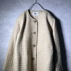 【ヴィンテージ】日本製 レトロ ノーカラージャケット 古着 used AS39
