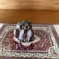 陶器製フクロウの置物 小型 茶色