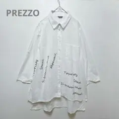 【PREZZO】ブラウス　シャツ　ロング丈　シアー　コットン　ゆったり　ホワイト