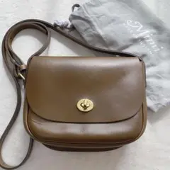 【美品】Mimi ミミ レザー ショルダーバッグ ターンロック マット ブラウン