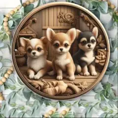 看板 プレート　インテリアボード　ガーデン雑貨　チワワ　丸型　ブリキ　ウェルカム