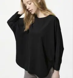 【美品】UNIQLO ドルマンスリーブT 7分袖 L 黒