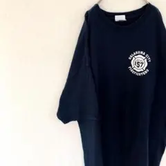 USA古着 消防士 オーバーサイズ Tシャツ ネイビー ワンポイント