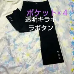 黒　レディースパンツ　綿　ポリウレタン　左右ポケットあり　夏？