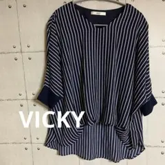 VICKY ストライプチュニック　半袖