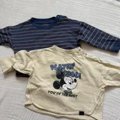 ミッキーマウス ストライプ Tシャツ 80サイズ