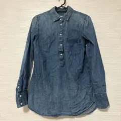 MERONA メローナ デニム長袖シャツ 胸ポケット付き 襟付き