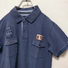 TomeyHilfigerトミーヒルフィガー NYC 刺繍入りポロシャツ XL