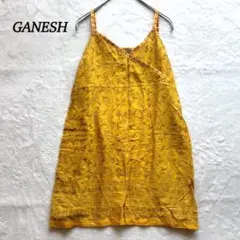 【ガネーシュ】キャミソール　Fサイズ　ペイズリー柄　イエロー　アジアン　春夏