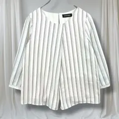 ギャローリア ブラウス S 七分袖 ストライプ ゆったり 体型カバー オフィス