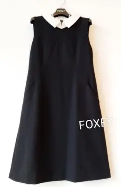 ☆FOXEYフォクシー白襟ワンピースブラック☆38☆