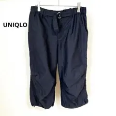 ユニクロ　ハーフパンツ　ドロスト　クロップド　Lサイズ　黒　ウエスト69-75