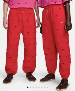 ナイキ　ジャックムス　スウォッシュカットスウェット　パンツ　ピンク　スウェット 完売必至 NIKE×Jacquemusスウォッシュカットスウェットパンンツ