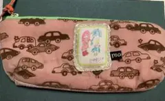 morico 車プリントペンケース、ポーチ ピンク