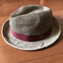 Overtrade ストローハット 57-58cm ベージュ/ワイン