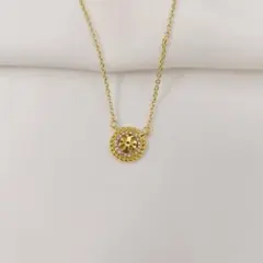 N12079G トリーバーチ　ネックレス　パヴェ＆円形ロゴ　ゴールド色