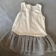 TORIDORY ノースリーブミニフリルワンピース 100cm グレー　日本製