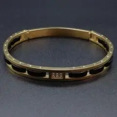 ジルコニア ゴールド ダイヤ セレブ バングル 高質 ステンレス 316L