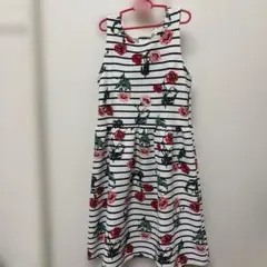 ストライプ花柄ノースリーブワンピース 140